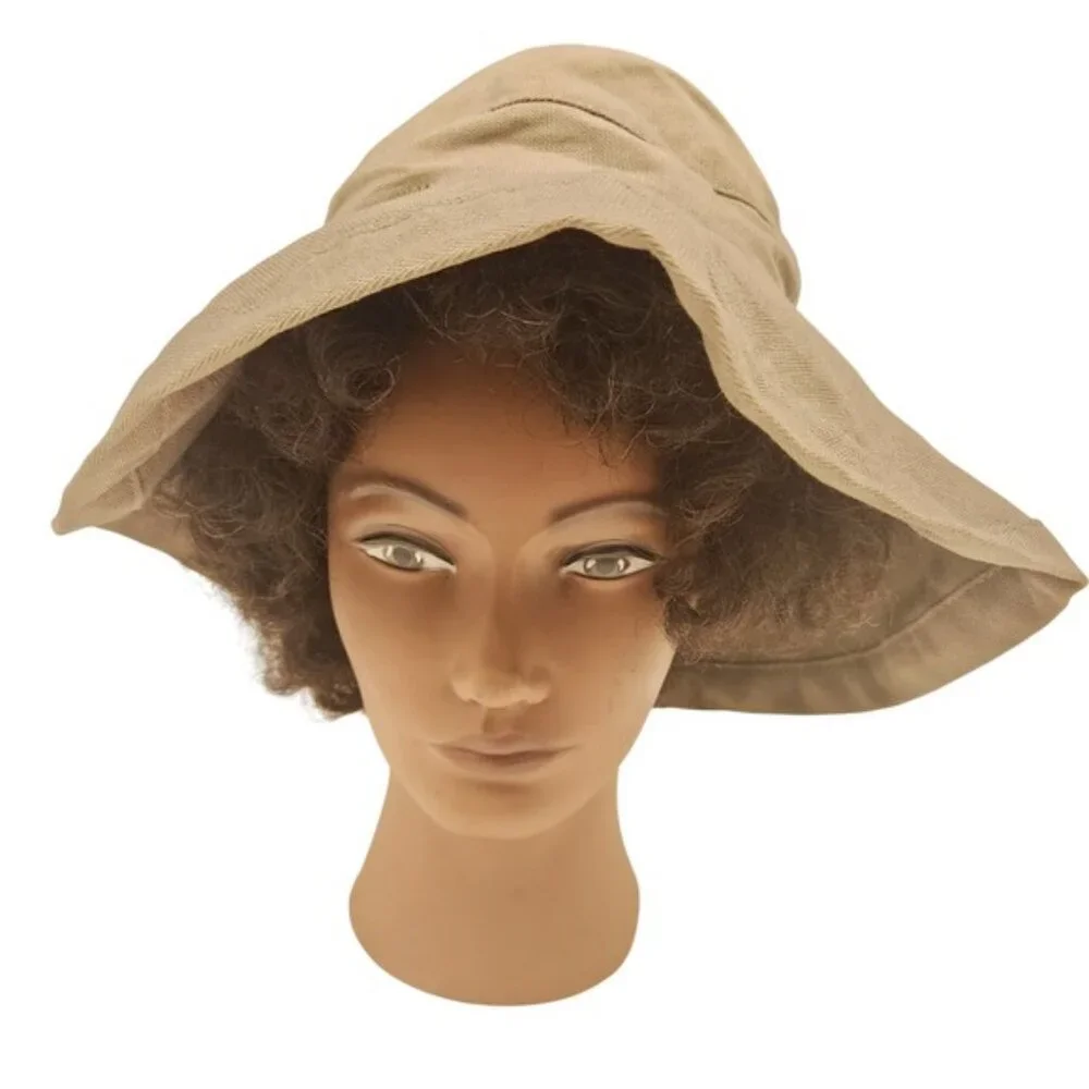 Scala Collezione Wide Brim Sun Hat‎ Cotton Blend Beige Outdoor Gardening